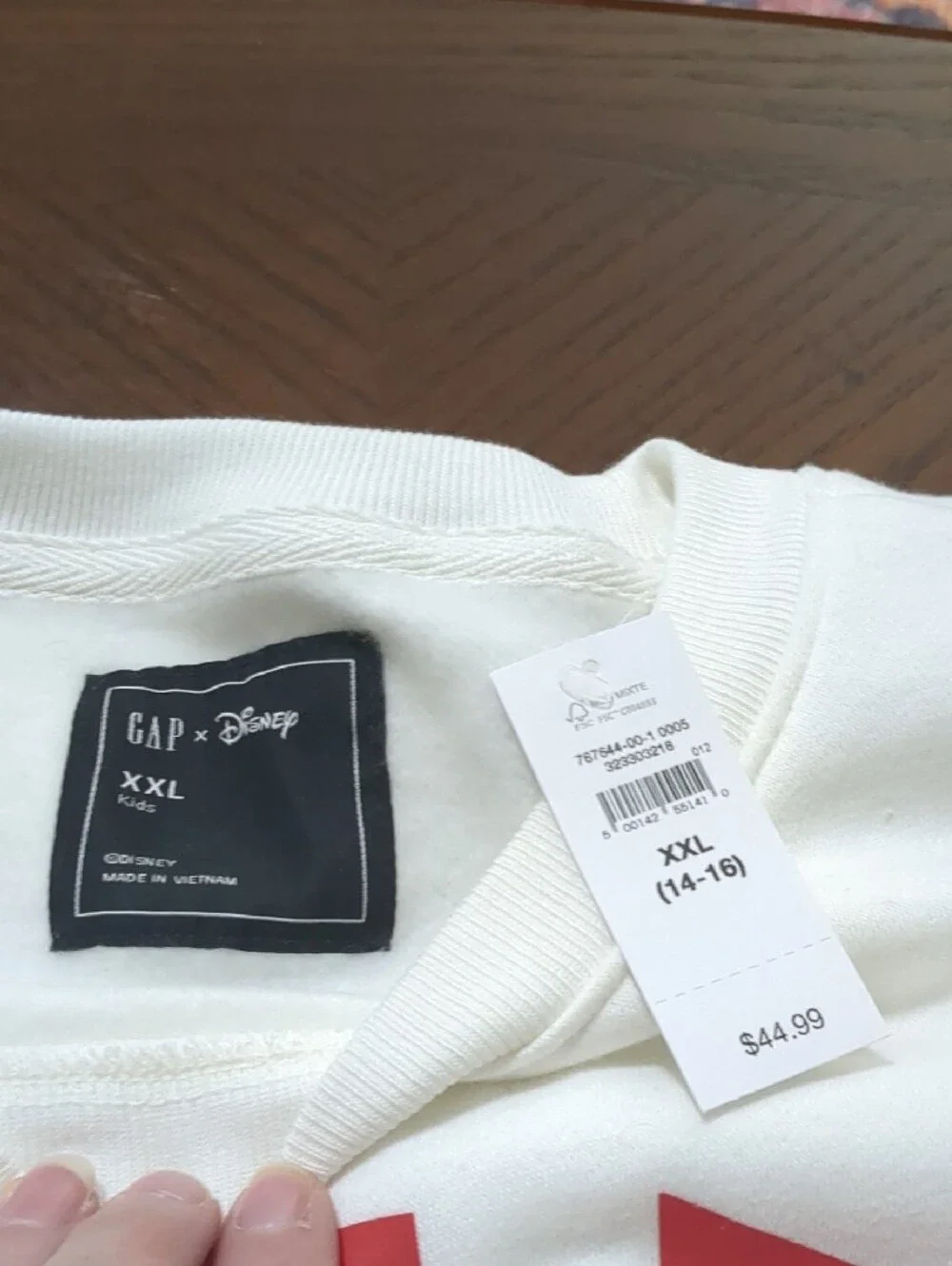 GAP Cream Crewneck Sweatshirt with Minnie Mouse and Red Logo